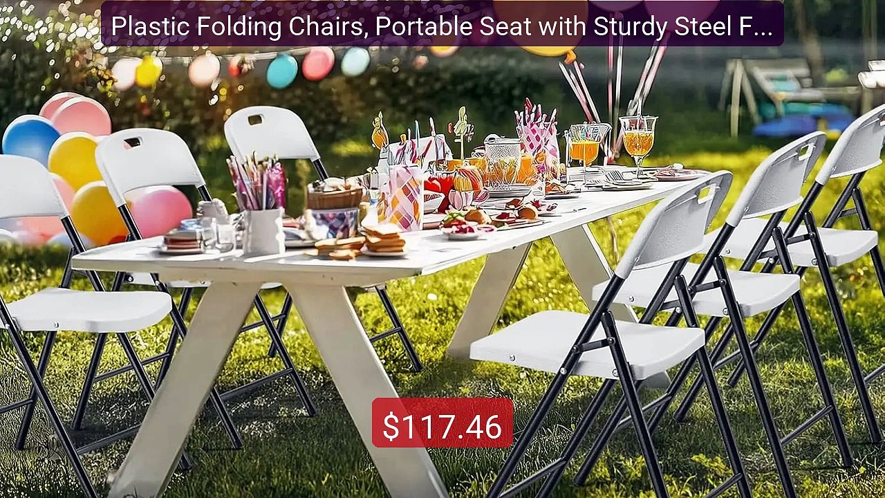 Plastic Folding Chairs, Portable Seat with Sturdy Steel Frame for ... -- Best Deal 2026 | Shop Now!