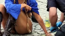n Germany, an activist glued his hand to the road