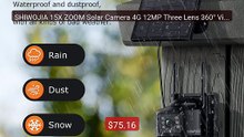 SHIWOJIA 15X ZOOM Solar Camera 4G 12MP Three Lens 360° View 5W Sola... -- Top Rated 2026 | Buy Now!