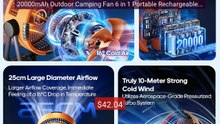 20000mAh Outdoor Camping Fan 6 in 1 Portable Rechargeable Wireless ... -- Top Rated 2026 | Buy Now!