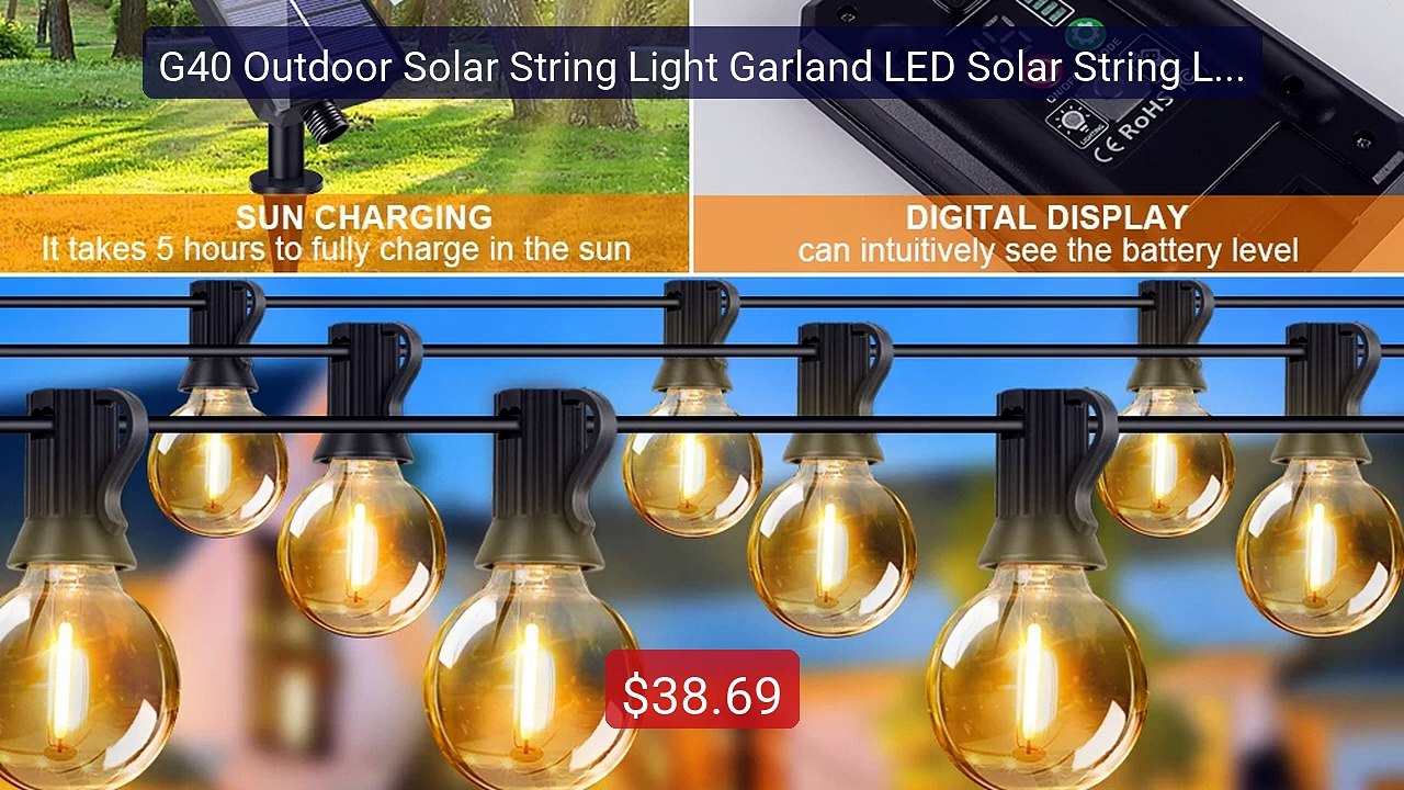 G40 Outdoor Solar String Light Garland LED Solar String Lights... -- Best Buy 2026 | Great Quality!