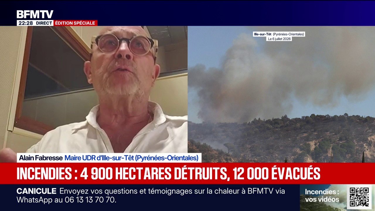 Incendie dans les Pyrénées-Orientales: "L'inquiétude est omniprésente et ça fait maintenant deux jours que cela dure", témoigne Alain Fabresse, maire UDR d'Ille-sur-Têt