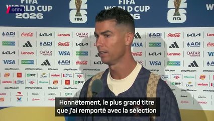 Panoramic view of Cristiano Ronaldo acknowledging supporters after his last match for Portugal in the 2026 World Cup.