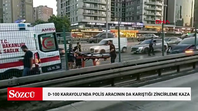 Beylikdüzü D-100 Karayolu'nda polis aracının da karıştığı zincirleme kaza
