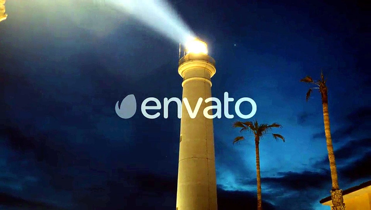 Coastal Lighthouse at Night with Rotating Beam