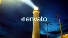 Coastal Lighthouse at Night with Rotating Beam