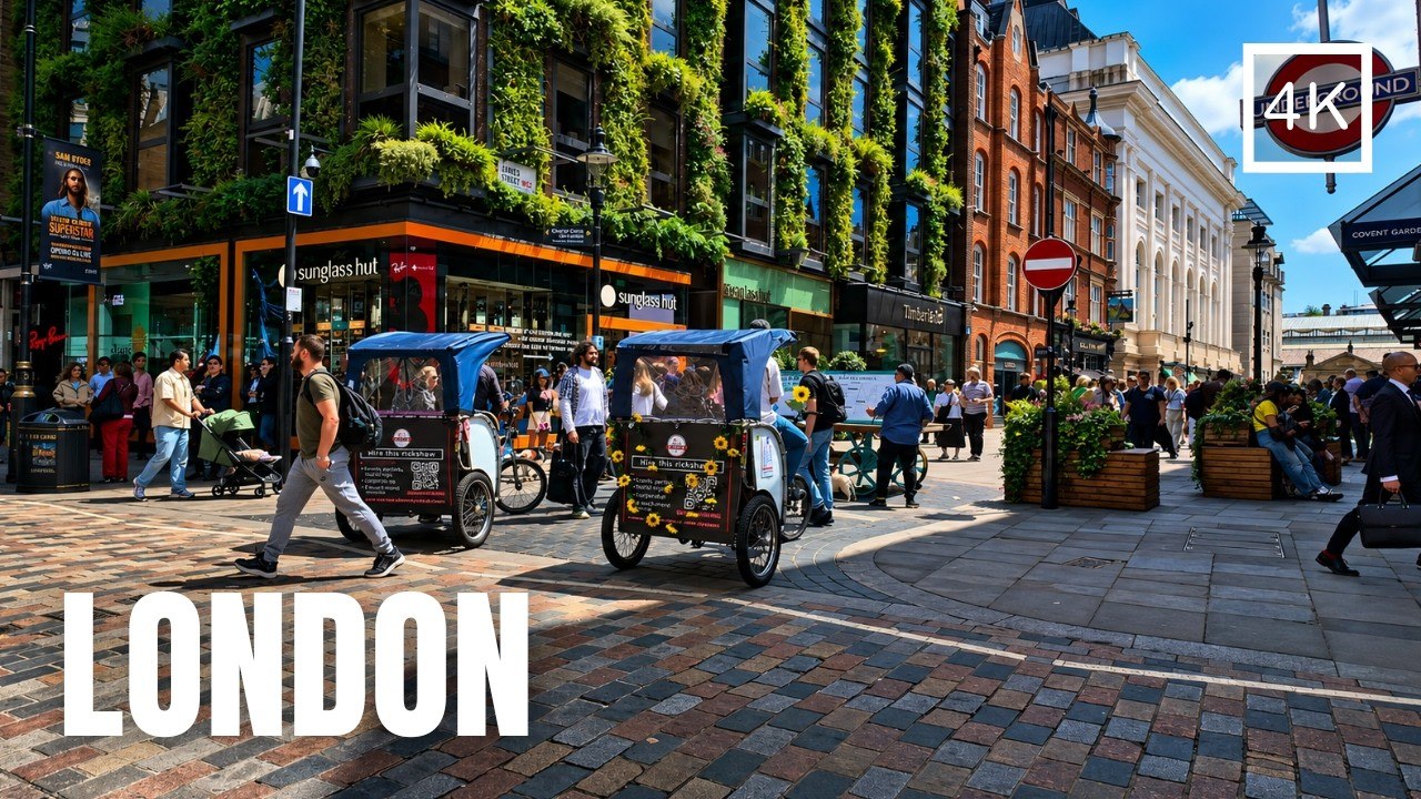 Covent Garden Walking Tour: The Perfect London Summer Noon City Stroll (4K)