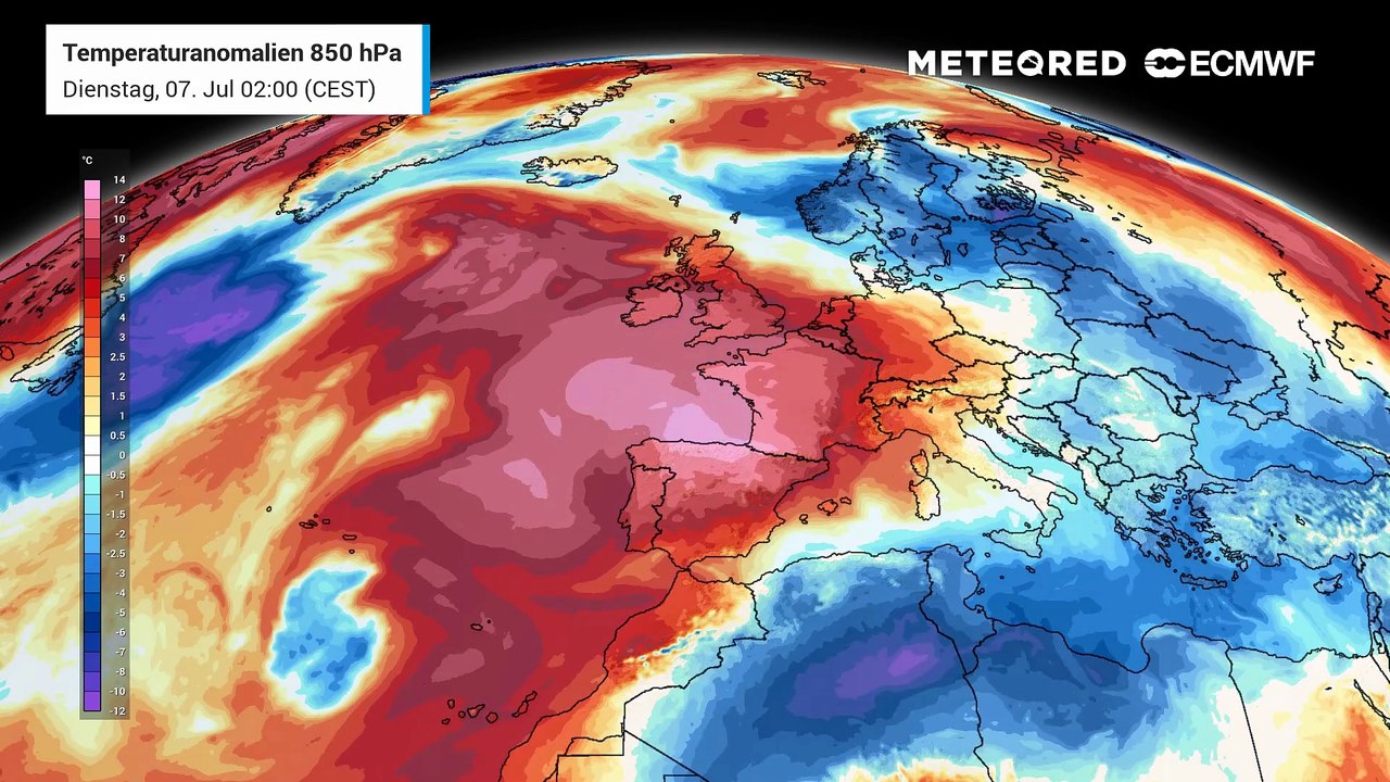 Über Westeuropa hat sich der nächste Heatdome aufgebaut und der schiebt sich langsam nach Deutschland rein!