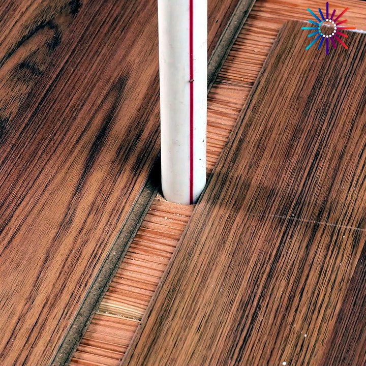 Fitting flooring around pipes perfectly! 💯