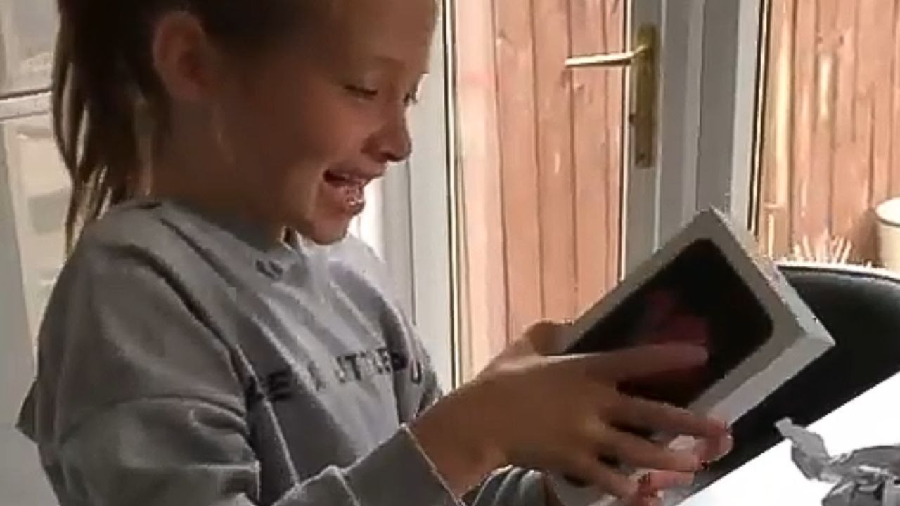 Birthday Gift Phone Slips Off Table Before Being Caught