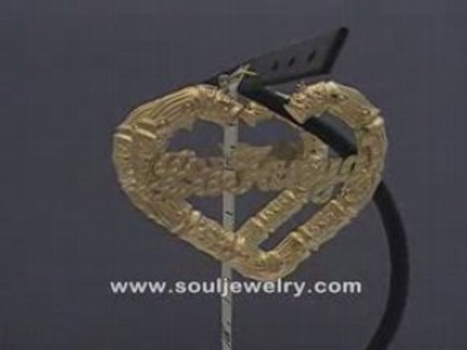10K Gold Personalized Name Puffy Heart Bamboo Earring 2 1/2