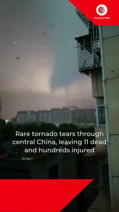 Rare tornado tears through central China
