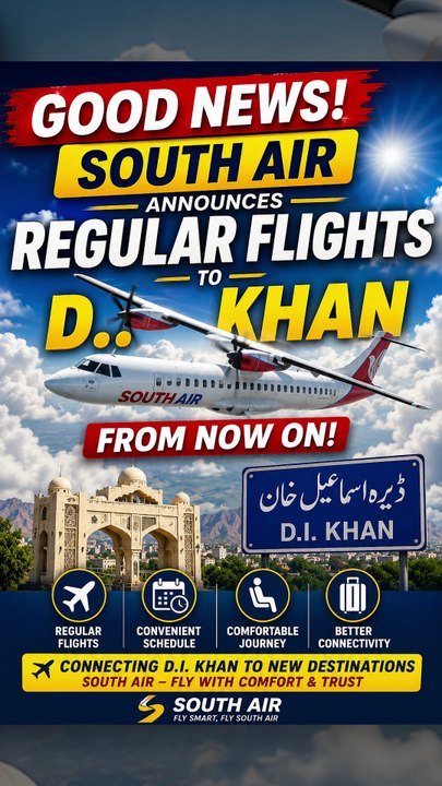 South Air Announces Regular Flights to Dera Ismail Khan!