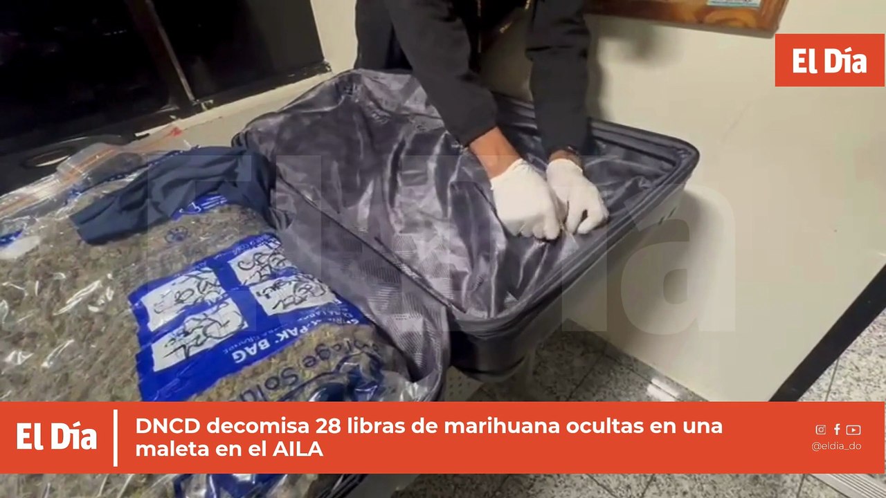 DNCD decomisa 28 libras de marihuana ocultas en una maleta en el AILA