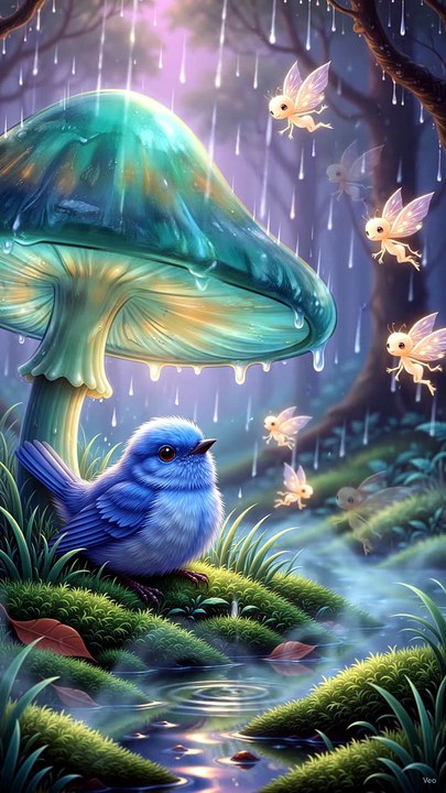 Rain_falling_on_glowing_mushroom