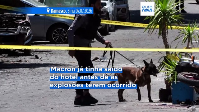 Explosões em Damasco ferem 18 pessoas, durante visita do presidente francês Macron