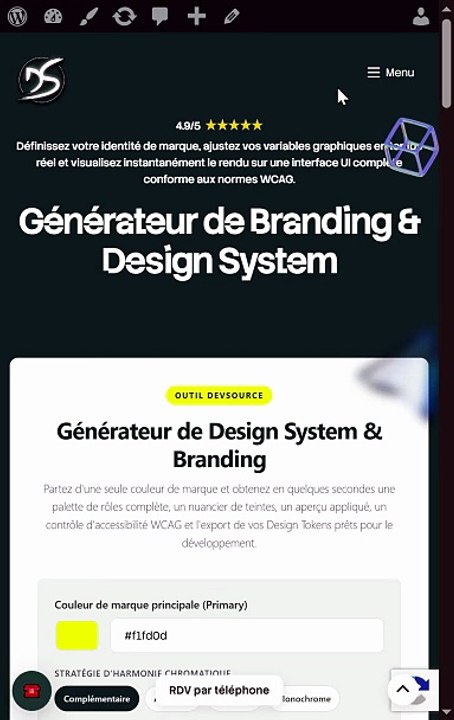 Générateur de branding & design system - Devsource