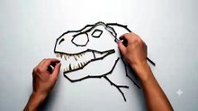Hands constructing dinosaur port…