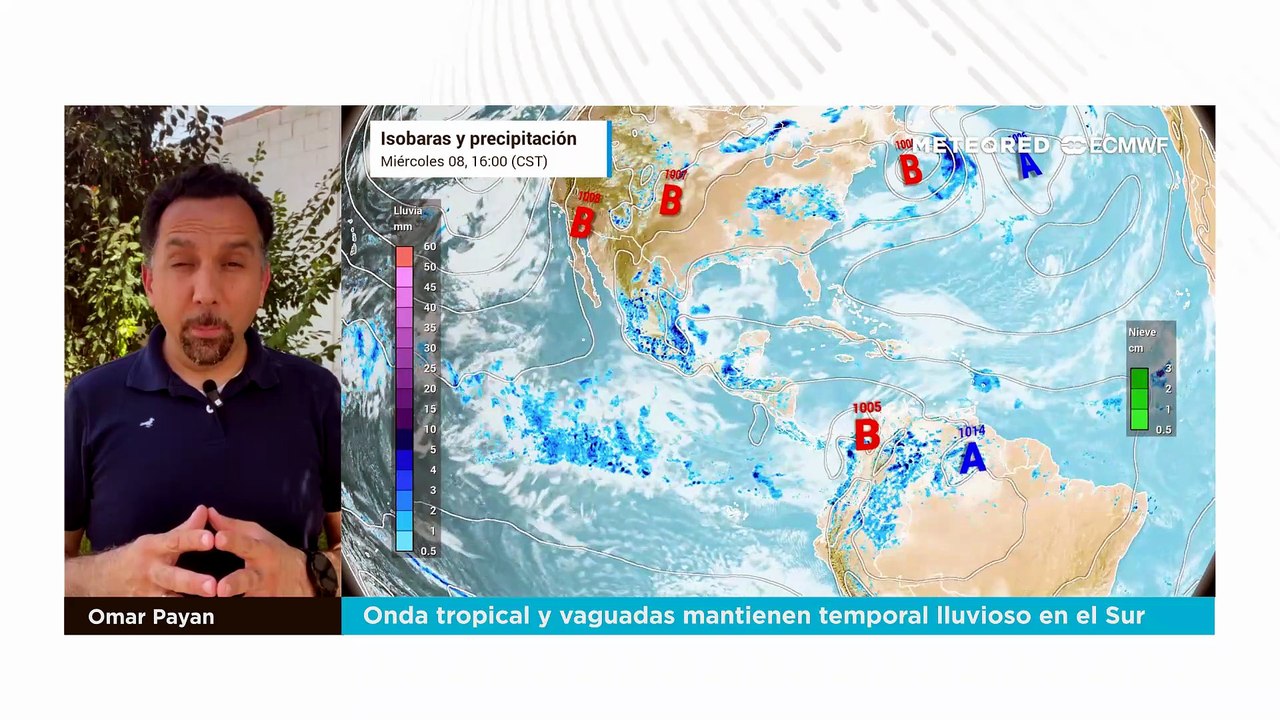 Onda tropical y vaguadas mantienen temporal lluvioso en el Sur