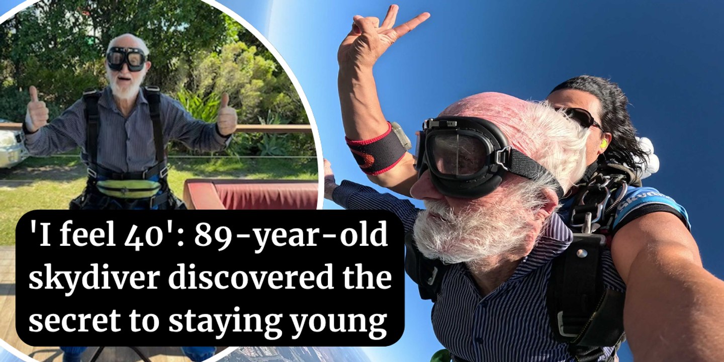 Don Walker, 89, takes his third skydive over Queensland