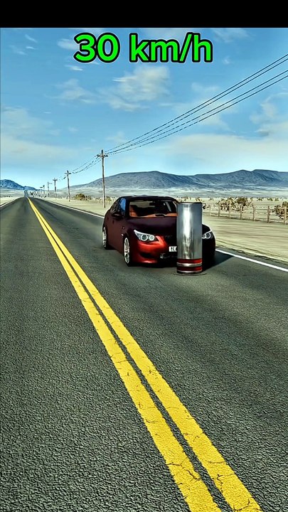 BeamNG.drive: Car vs Indestructible Bollard Speed Test (30 km/h - 300 km/h)