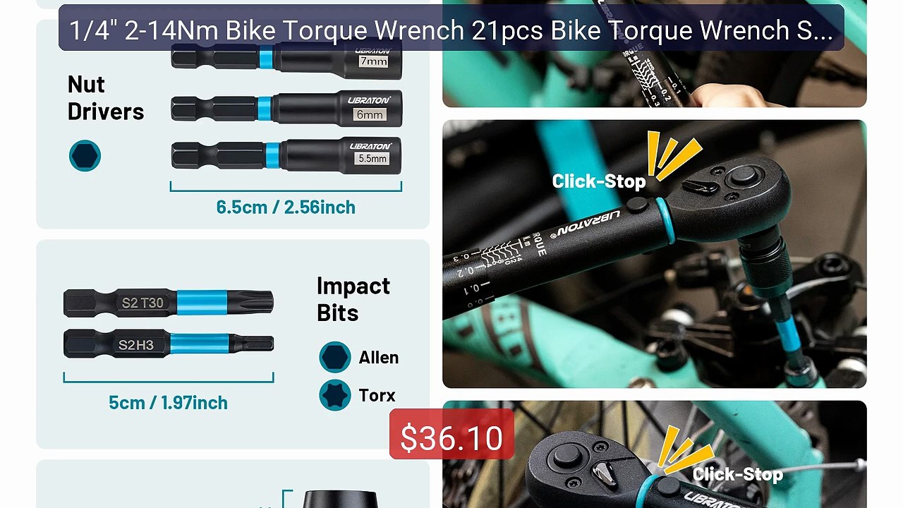 1/4" 2-14Nm Bike Torque Wrench 21pcs Bike Torque Wrench Set Socket... -- Best Deal 2026 | Shop Now!