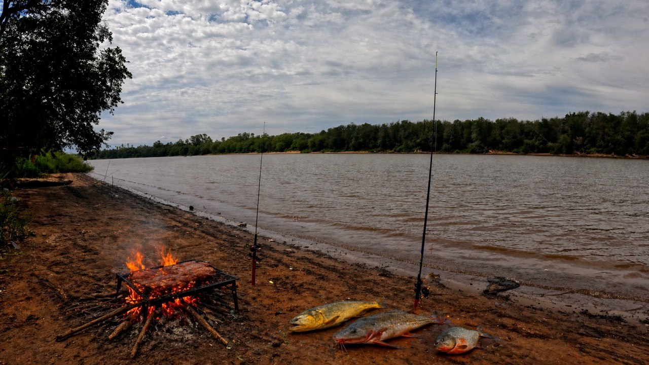 PESCA Y ASADO a la orilla del río! 🎣 Carne asada en El Piquete, Concepción del Uruguay