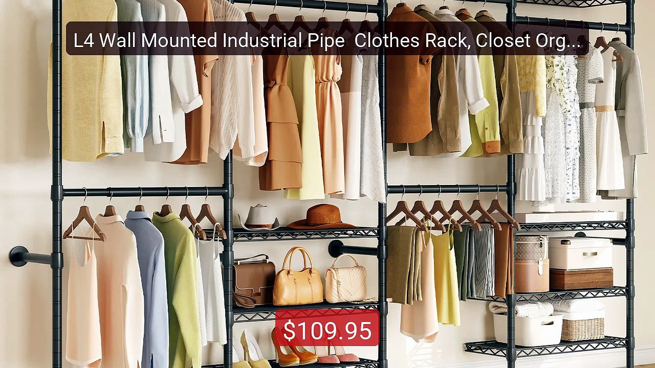 L4 Wall Mounted Industrial Pipe  Clothes Rack, Closet Organizer Sys... -- Top Rated 2026 | Buy Now!
