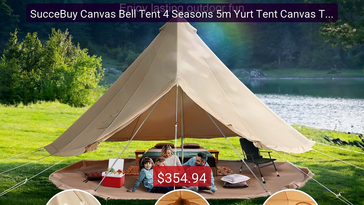 SucceBuy Canvas Bell Tent 4 Seasons 5m Yurt Tent Canvas Tent ... -- Amazing Value 2026 | Must Have!