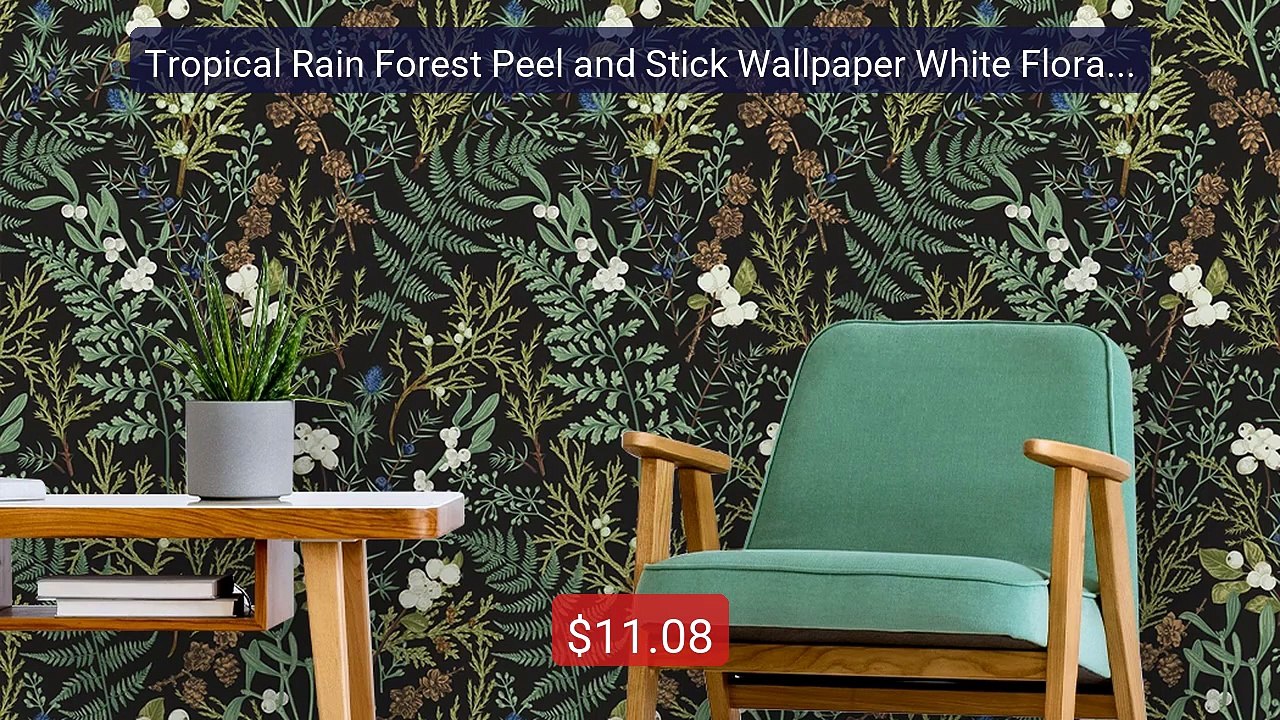 Tropical Rain Forest Peel and Stick Wallpaper White Floral Se... -- Amazing Value 2026 | Must Have!