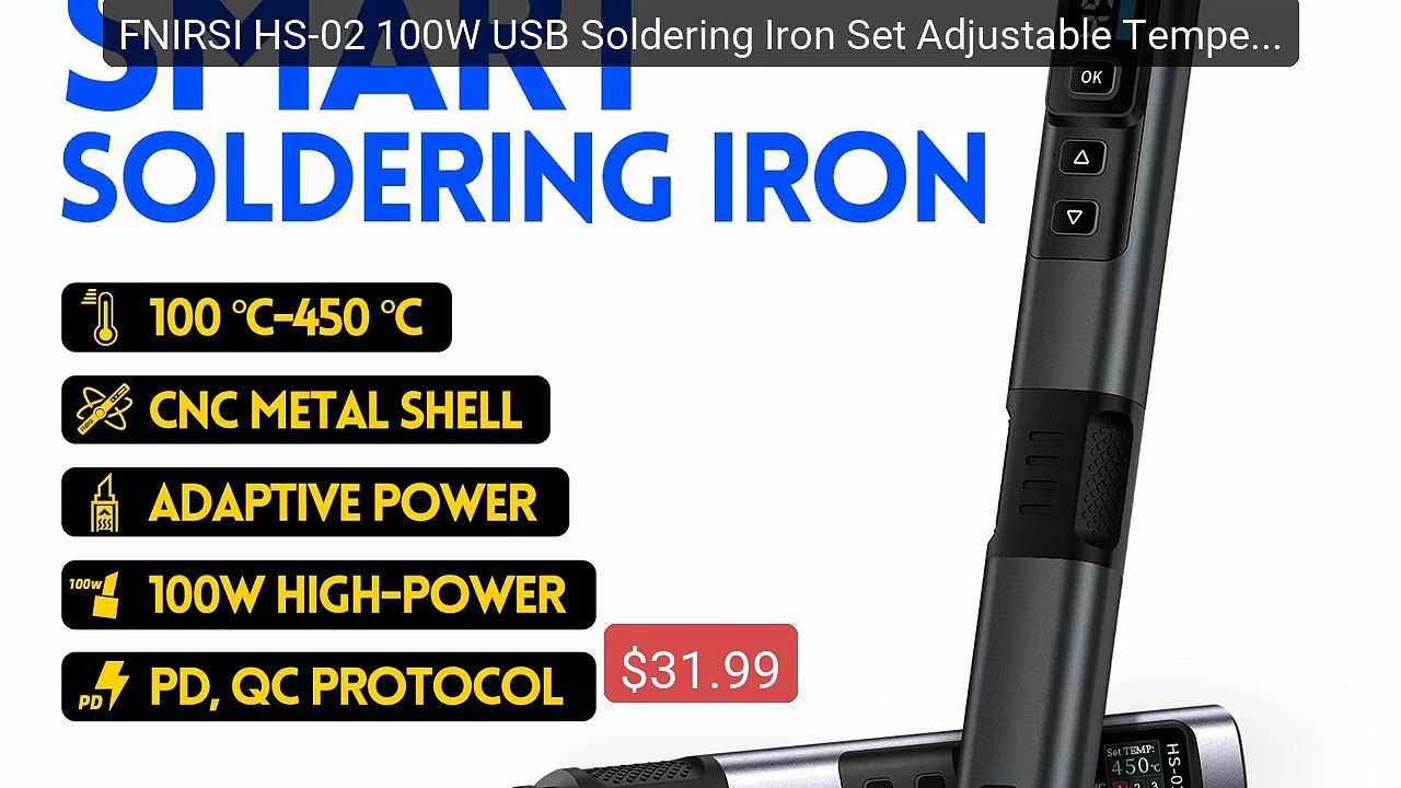 FNIRSI HS-02 100W USB Soldering Iron Set Adjustable Temperature Cer... -- Top Rated 2026 | Buy Now!