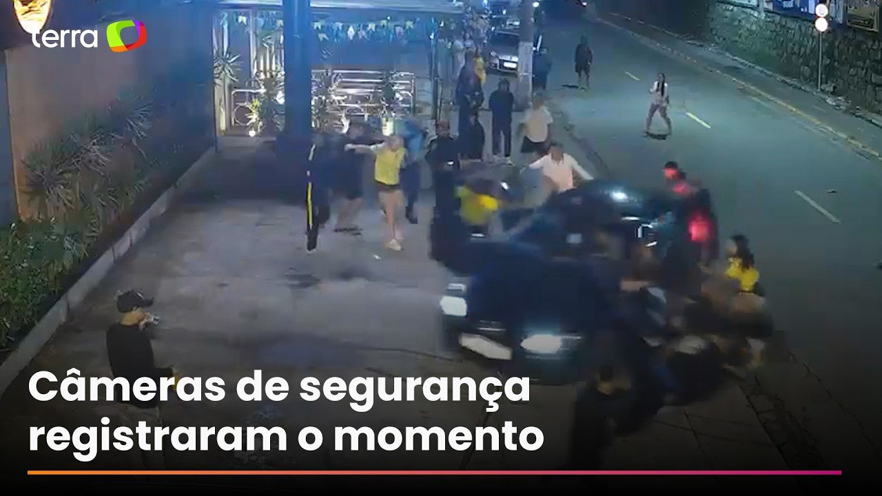 Homem invade carro ligado e atropela pessoas durante fuga de briga no litoral de SP