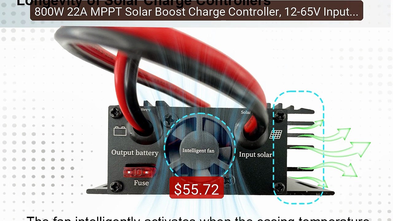 800W 22A MPPT Solar Boost Charge Controller, 12...