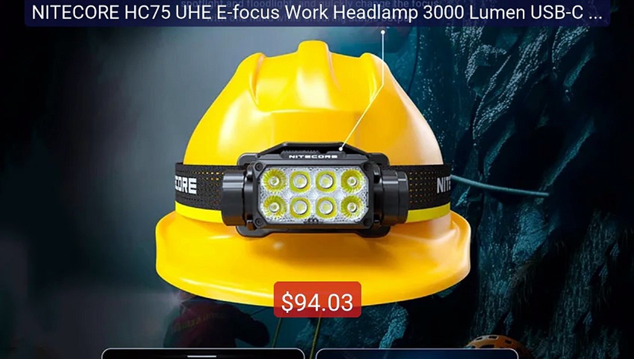 NITECORE HC75 UHE E-focus Work Headlamp 3000 Lumen USB-C Re... -- Top Pick 2026 | Unbeatable Price!