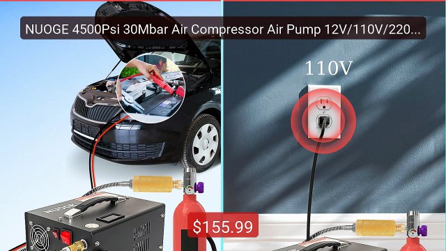 NUOGE 4500Psi 30Mbar Air Compressor Air Pump 12V/110V/220V Pow... Hot Deal 2026 | Limited Offer!