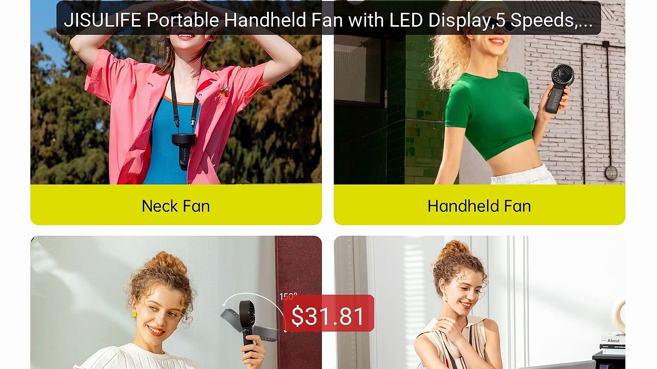 JISULIFE Portable Handheld Fan with LED Display,5 Speeds,50... -- Top Pick 2026 | Unbeatable Price!
