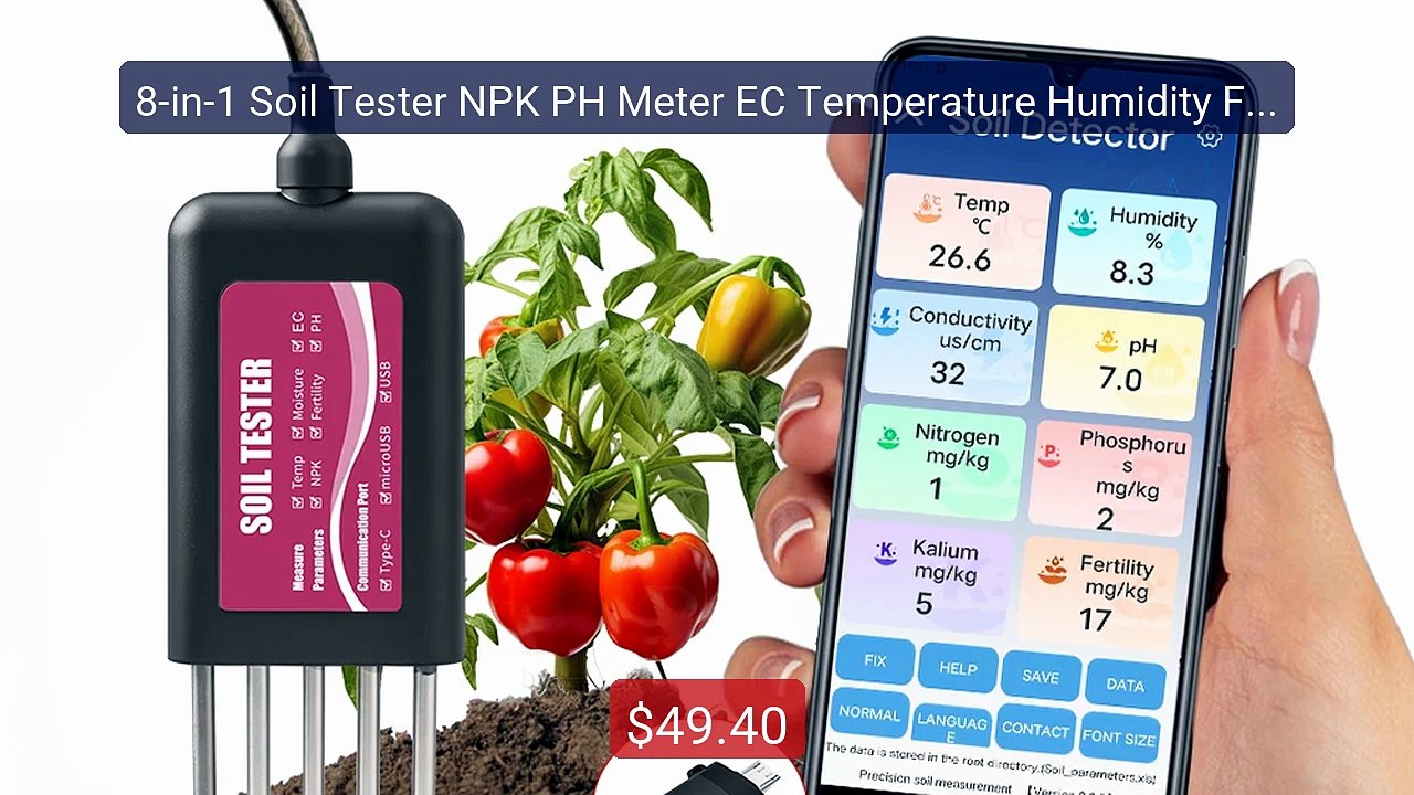 8-in-1 Soil Tester NPK PH Meter EC Temperature Humidity Fertil... -- Best Buy 2026 | Great Quality!