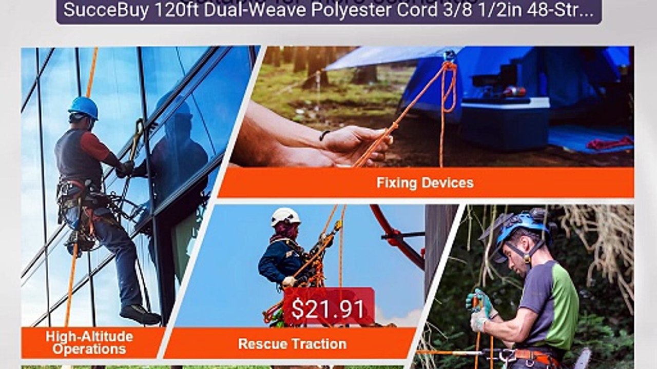 SucceBuy 120ft Dual-Weave Polyester Cord 3/8 1/2in 48-Strand M... -- Best Buy 2026 | Great Quality!