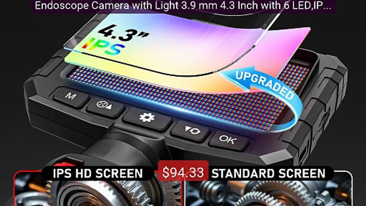 Endoscope Camera with Light 3.9 mm 4.3 Inch with 6 LED,IP67 Wa... -- Best Buy 2026 | Great Quality!