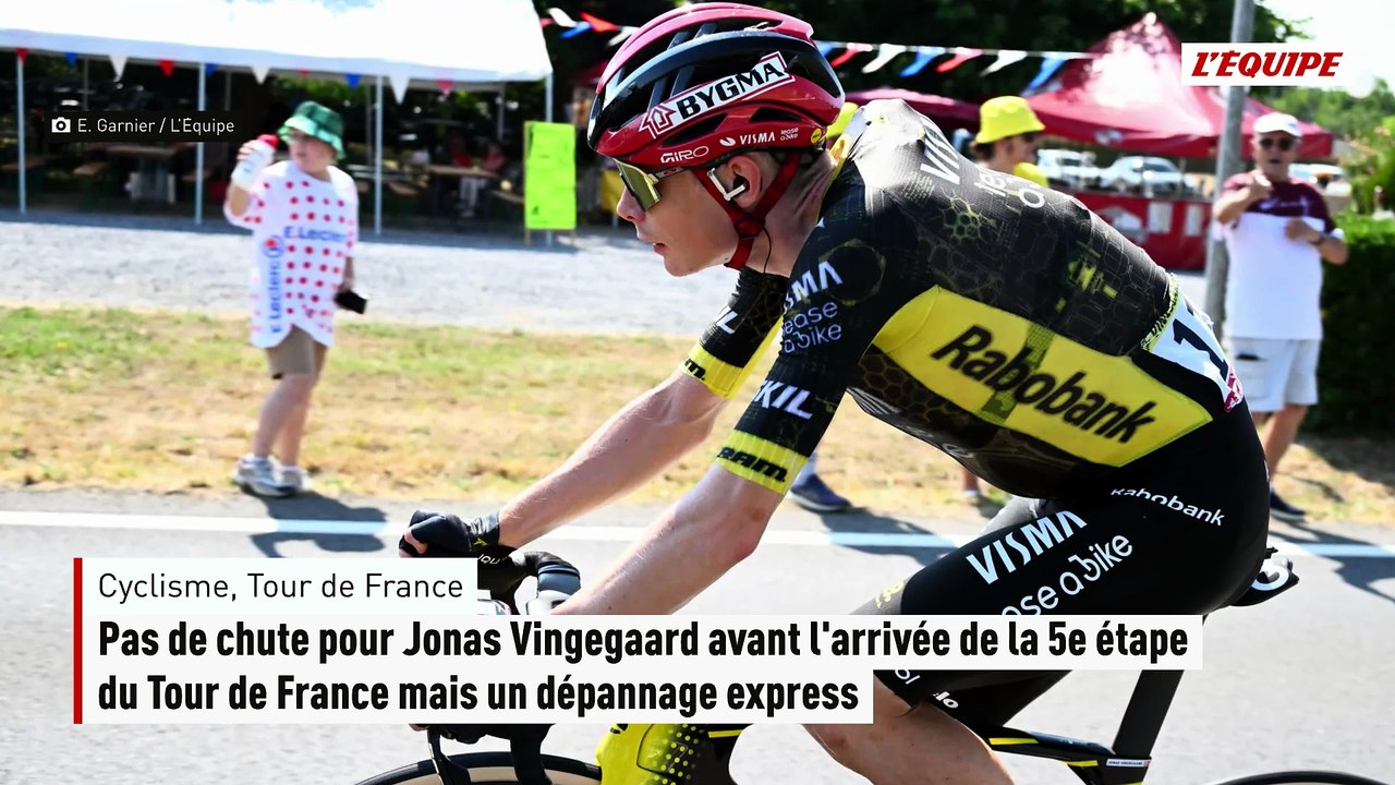 Pas de chute pour Jonas Vingegaard avant l'arrivée de la 5e étape du Tour de France mais un dépannage express - Cyclisme - Tour de France 2026