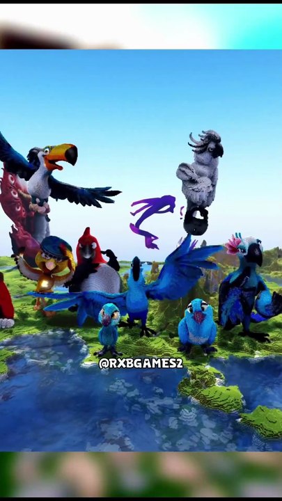TUCANO Rafael e filhos dos papagaios do filme rio feito no lets Minecraft