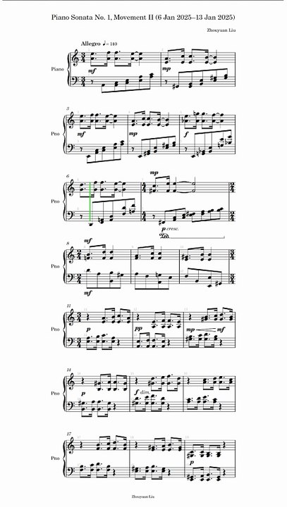 Piano Sonata No. 1, Movement II (6 Jan 2025–13 Jan 2025) (Score, Portrait)