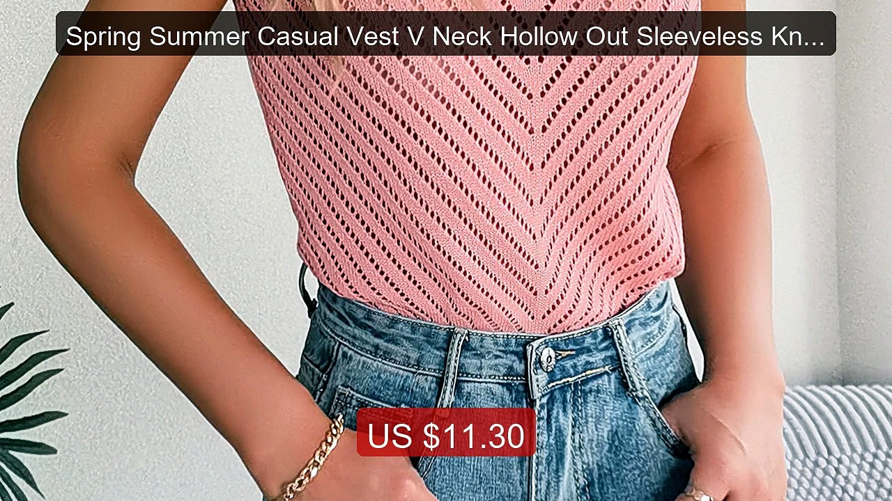 Spring Summer Casual Vest V Neck Hollow Out Sleeveless Knitted... -- Hot Deal 2026 | Limited Offer!
