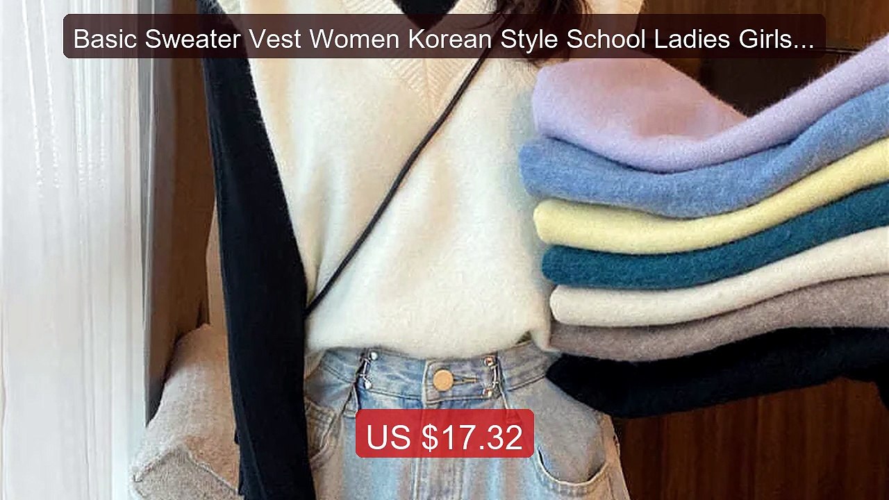Basic Sweater Vest Women Korean Style School Ladies Girls Slee... -- Best Buy 2026 | Great Quality!