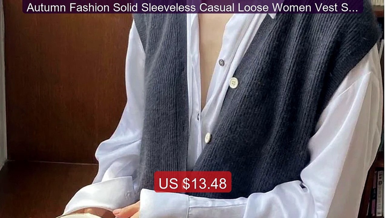 Autumn Fashion Solid Sleeveless Casual Loose Women Vest Sweater Wa... -- Best Deal 2026 | Shop Now!