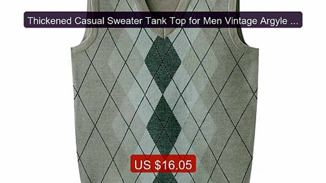 Thickened Casual Sweater Tank Top for Men Vintage Argyle Check... -- Best Buy 2026 | Great Quality!