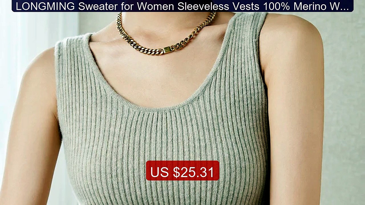 LONGMING Sweater for Women Sleeveless Vests 100% Merino Wool K... -- Hot Deal 2026 | Limited Offer!