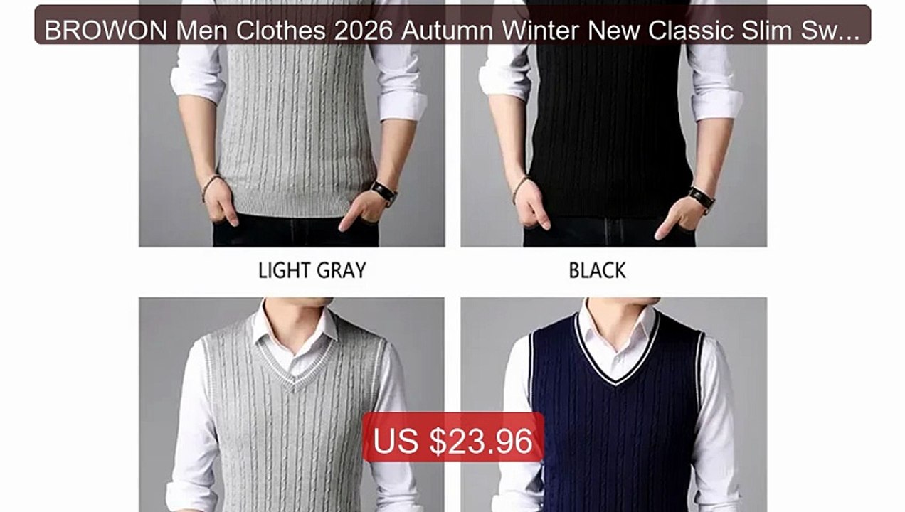 BROWON Men Clothes 2026 Autumn Winter New Classic Slim Sweater... -- Best Buy 2026 | Great Quality!