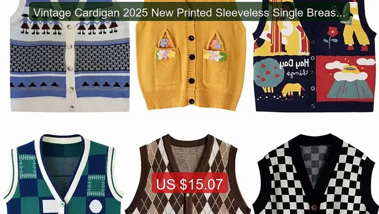 Vintage Cardigan 2025 New Printed Sleeveless Single Breasted O... -- Best Buy 2026 | Great Quality!