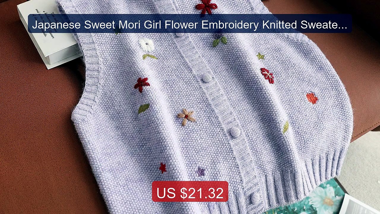 Japanese Sweet Mori Girl Flower Embroidery Knitted Sweater ... -- Top Pick 2026 | Unbeatable Price!